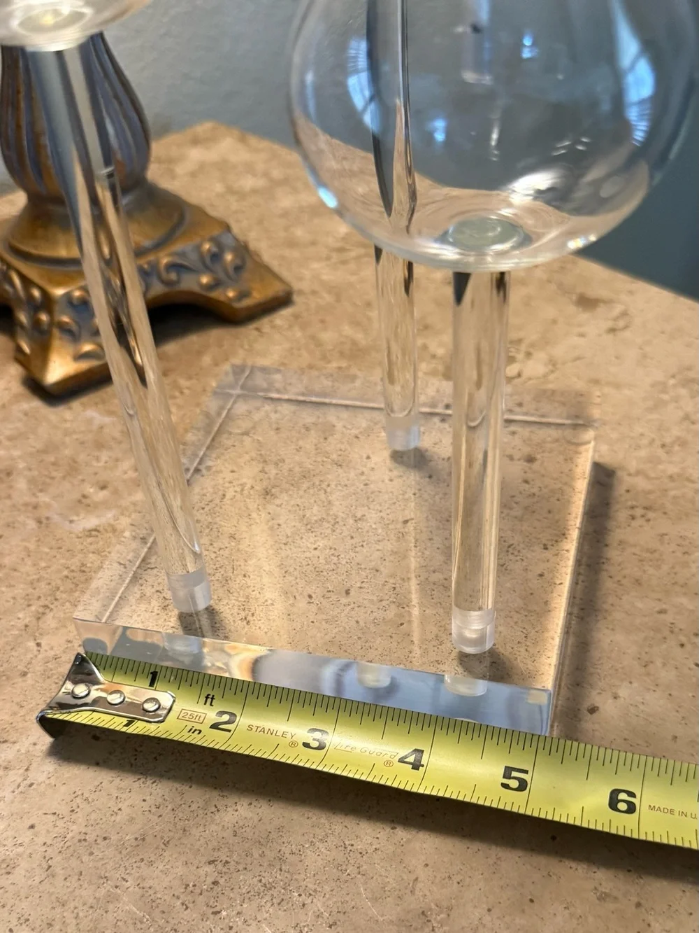 Belag MCM 3-Tulip Stem Hand Blown Glass Oil Lamp Lucite Base - Vintage